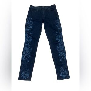 J Brand Women's Indigo Blossom Floral Print Skinny Jean Dark Wash size 28